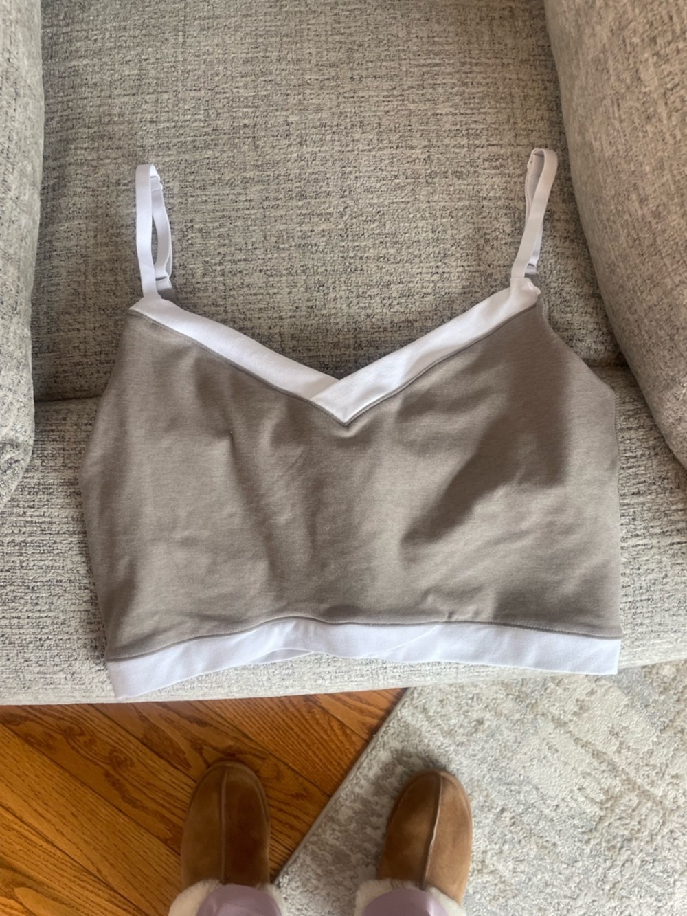 Beyond Yoga Taupe Bralette with White Trim
